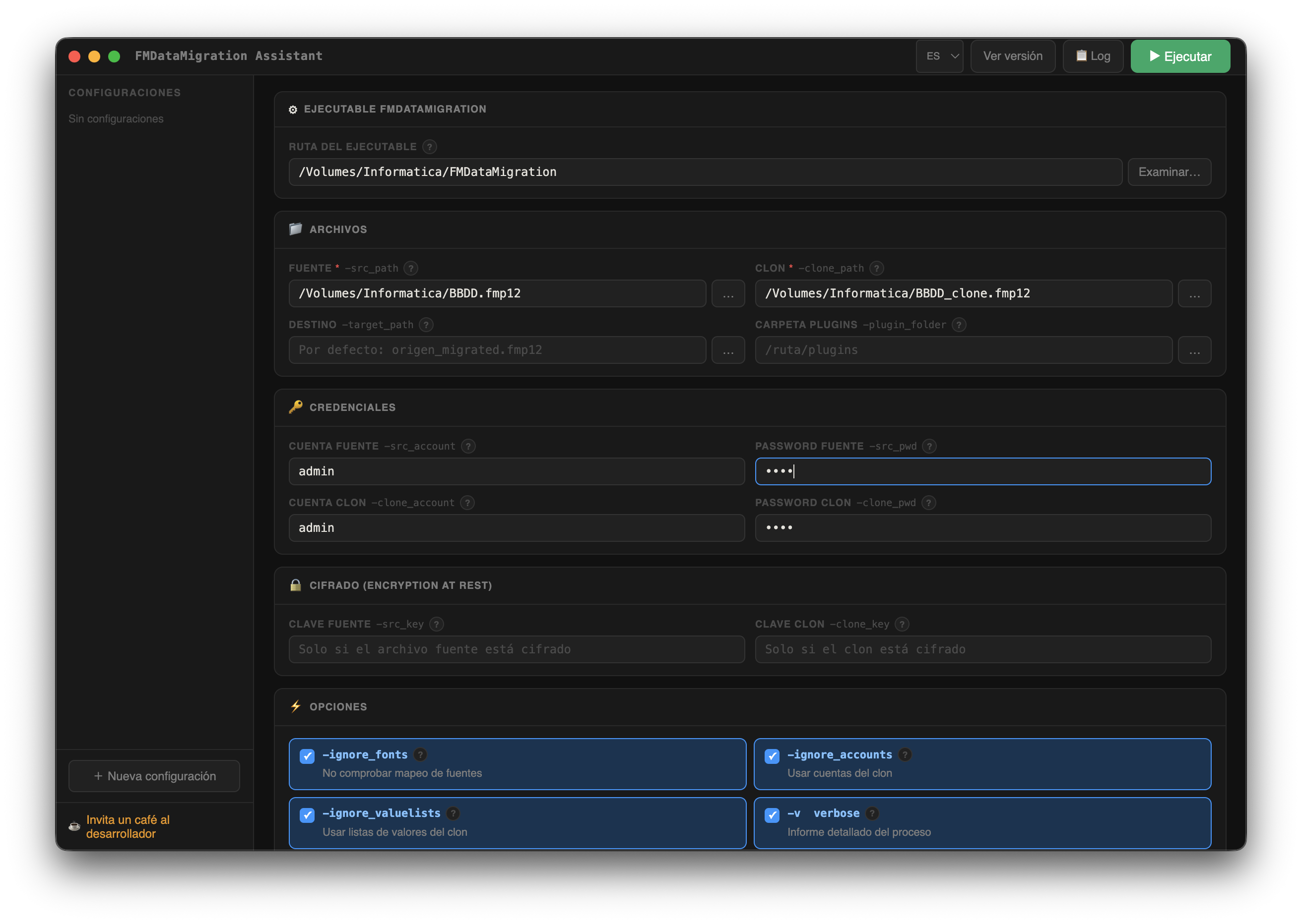 FMDataMigration Assistant — captura de pantalla